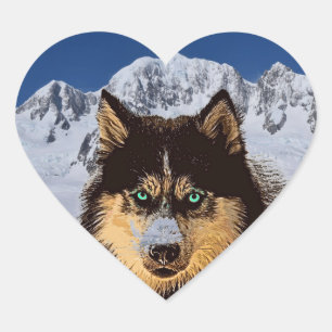 Adesivo Coração Siberian Husky Heart Sticker