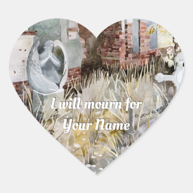 Adesivo Coração Silêncio eterno no cemitério (Frente)