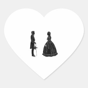 Adesivo Coração silhueta de abraham lincoln mary todd lincoln
