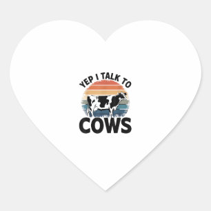 Adesivo Coração Sim, Eu Falo Com Vacas Engraçadas Vintage Dairy Fa