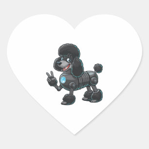 Adesivo Coração Símbolo de Paz Robô Cyborg Poodle