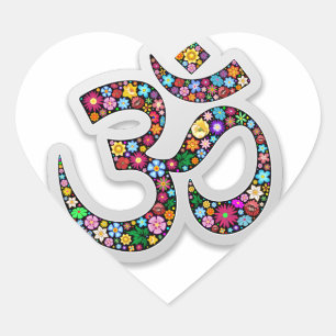 Adesivo Coração Símbolo Om Aum Namaste Yoga