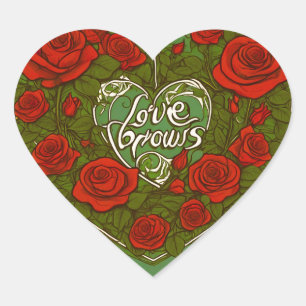 Adesivo Coração Símbolo Romântico de Amor - Coração de rosas