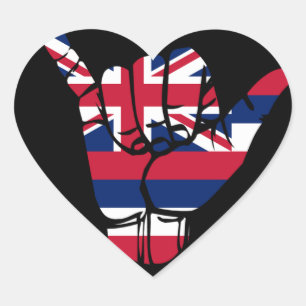 Adesivo Coração Símbolo Shaka da Bandeira do Havaí