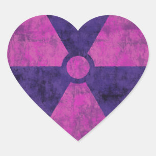 Adesivo Coração Símbolo vermelho desvanecido da radiação