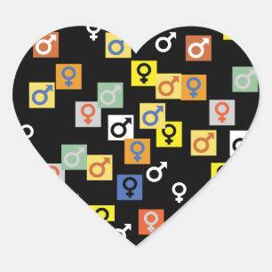 Adesivo Coração Símbolos masculinos e femininos Sticker
