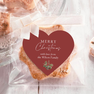 Adesivo Coração Simples Elegantes Vermelhos Natal Verdejante