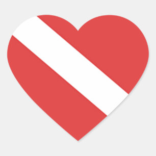 Adesivo Coração Sinalizador de mergulho Scuba - Mergulhadores - Ve