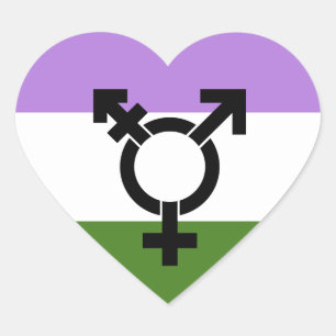 Adesivo Coração Sinalizador do Orgulho do Genderqueer