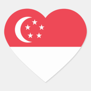 Adesivo Coração Singapore/bandeira singapurense do coração