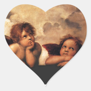 Adesivo Coração Sistine Madonna 2 anjos por Raphael