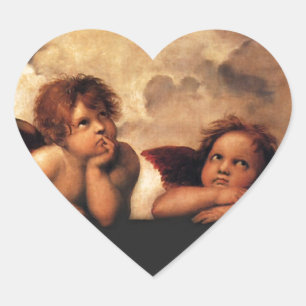 Adesivo Coração Sistine Madonna 2 anjos por Raphael