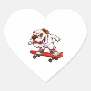 Adesivo Coração Skating Bulldog