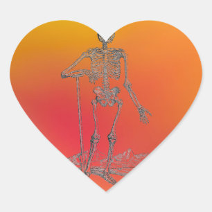 Adesivo Coração Skeleton Sticker