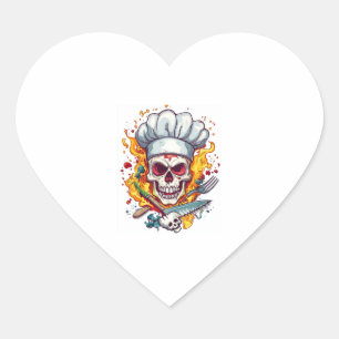 Adesivo Coração Skull Chef Kitchen Master