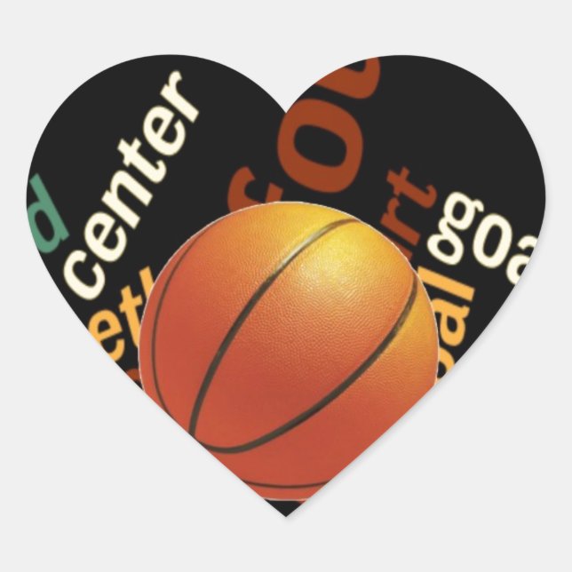 Adesivo Coração Slam Dunk do Vocabulário: Jogo de Basquete dos Cha (Frente)