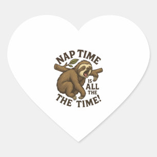Adesivo Coração Sleepy Sloth Engraçado