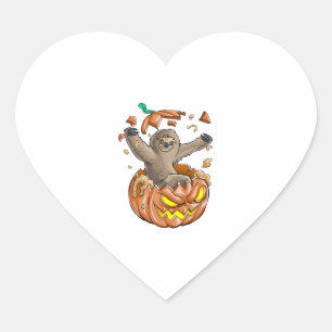 Adesivo Coração Sloth Pumpkin Halloween
