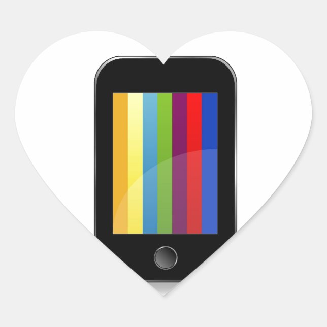 Adesivo Coração Smartphone com tela colorida (Frente)
