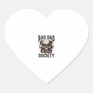 Adesivo Coração Sociedade Rad Dad Design de Camisa com Caveira e C