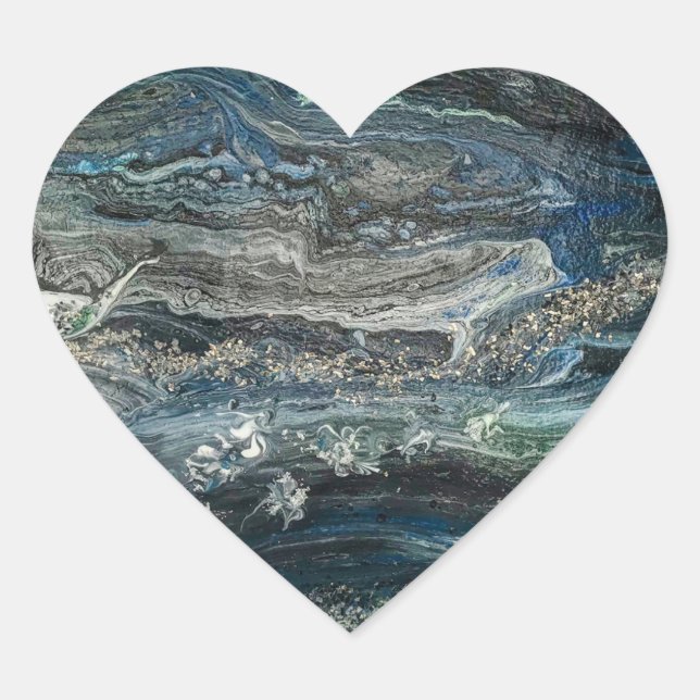 Adesivo Coração Sonhos da abstrato pintando cinza marítima do Ocea (Frente)