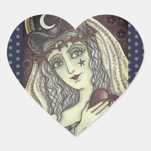 ADESIVO CORAÇÃO SORCERESSE, GÓTICO DE CORAÇÃO VESTIDO PELO CORAÇÃO