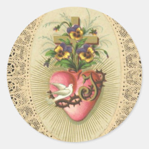 Adesivo Coração Sortudo Imaculado da Virgem Mary Lace Do