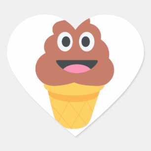 Adesivo Coração sorvete cone poo emoji
