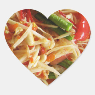 Adesivo Coração Spicy Papaya Salad [Som Tam] ... Comida tailandesa
