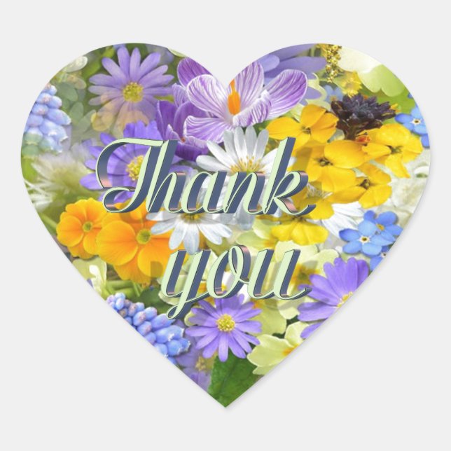Adesivo Coração Spring Flower Selection Thank You (Frente)