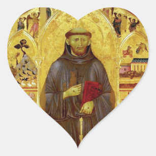 Adesivo Coração St Francis do ícone medieval de Assisi religioso
