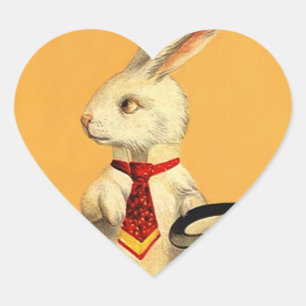 Adesivo Coração Sticker Vintage Anthro Magic Hat Trick Rabbit