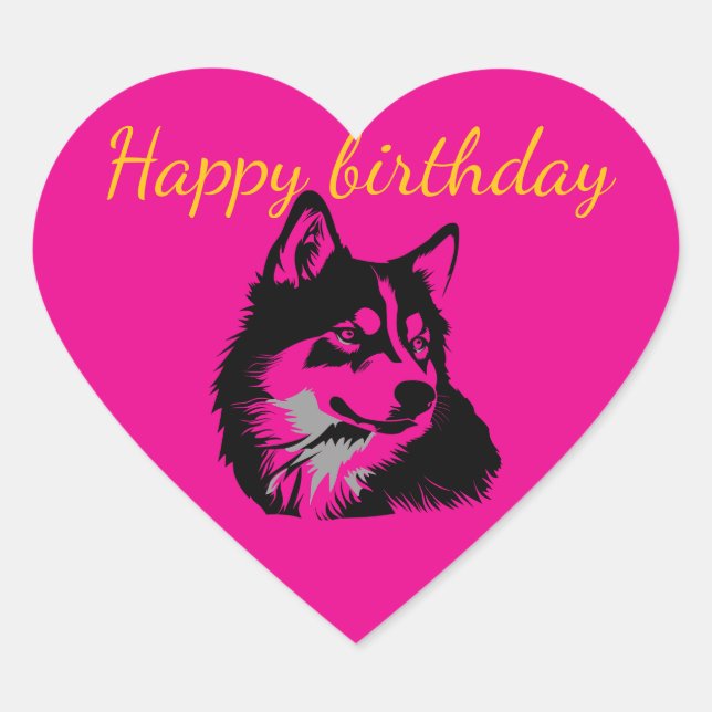 Adesivo Coração Stickers Happy birthday party  (Frente)