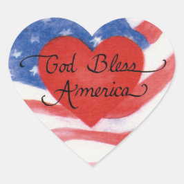 Adesivo Coração Stickers USA Deus abençoe America Heart