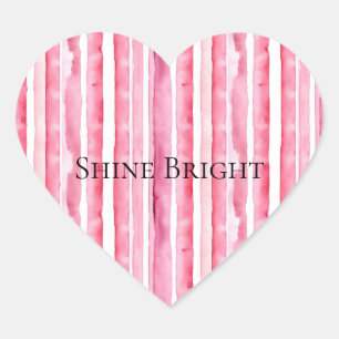 Adesivo Coração Stripes Brancas Girly Rosa
