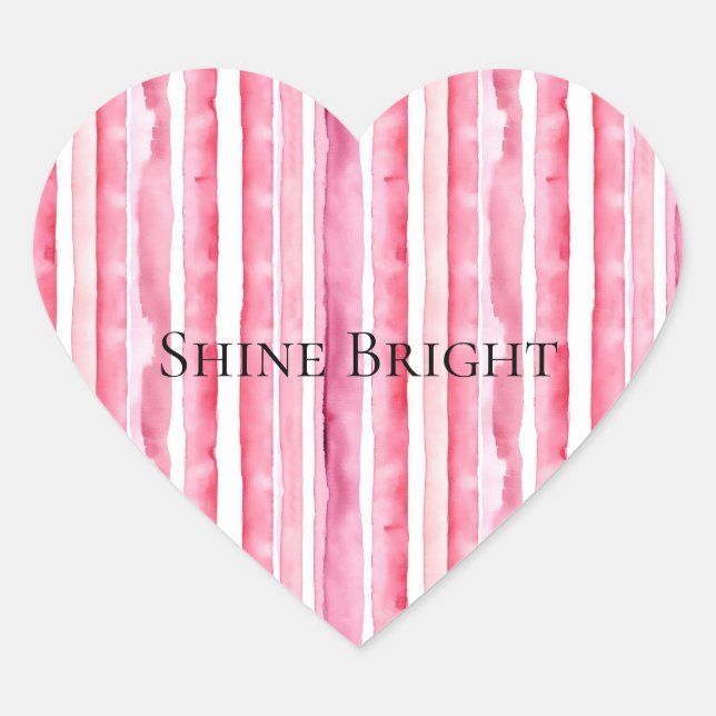 Adesivo Coração Stripes Brancas Girly Rosa (Frente)