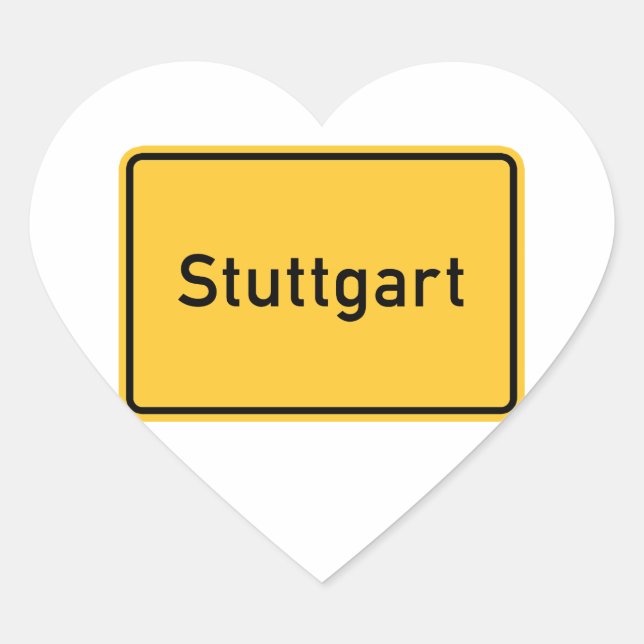 Adesivo Coração Stuttgart, Alemanha - Sinal de Estrada (Frente)