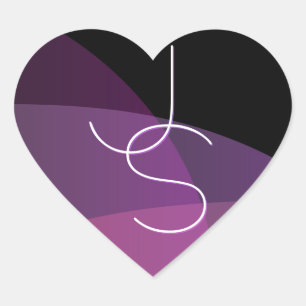 Adesivo Coração Suas iniciais sobrepostas Moderno Roxo e Rosa