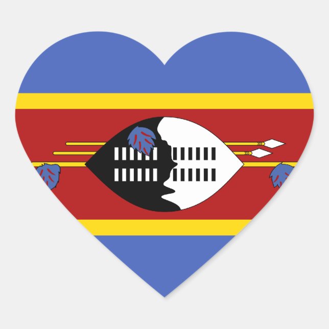 Adesivo Coração Suazilândia Flag Heart Sticker (Frente)