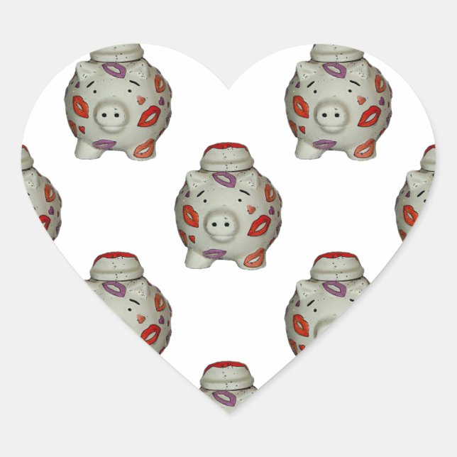 Adesivo Coração Suíno Lipstick Adorável (Frente)