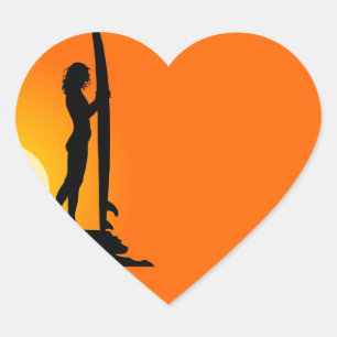 Adesivo Coração Surfer Girl Sticker