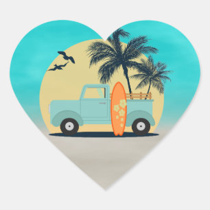 Adesivo Coração Surfing Retro