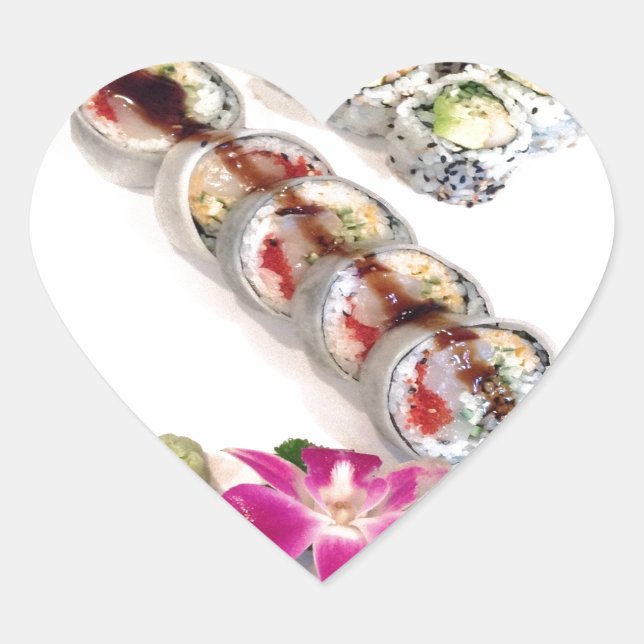 Adesivo Coração Sushi California Rolls (Frente)
