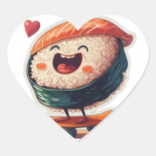Adesivo Coração Sushi em um Roll! Vinheta Animada