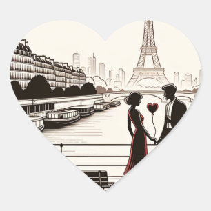 Adesivo Coração Sussurro de Amor Parisiense - Eiffel Torre do Dia 