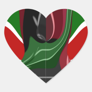 Adesivo Coração Swirling Kenyan Flag: Uma arte moderna do Motif