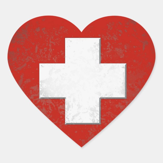 Adesivo Coração Swiss flag sticker (Frente)