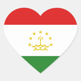 Adesivo Coração Tadjiquistão Flag Heart Sticker