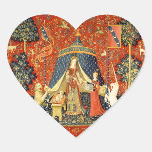 Adesivo Coração Tapeçaria Medieval Lady and The Unicorn: Arte Fran