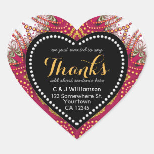 Adesivo Coração Tapeçaria Obrigados de quadro branco vermelho Cor